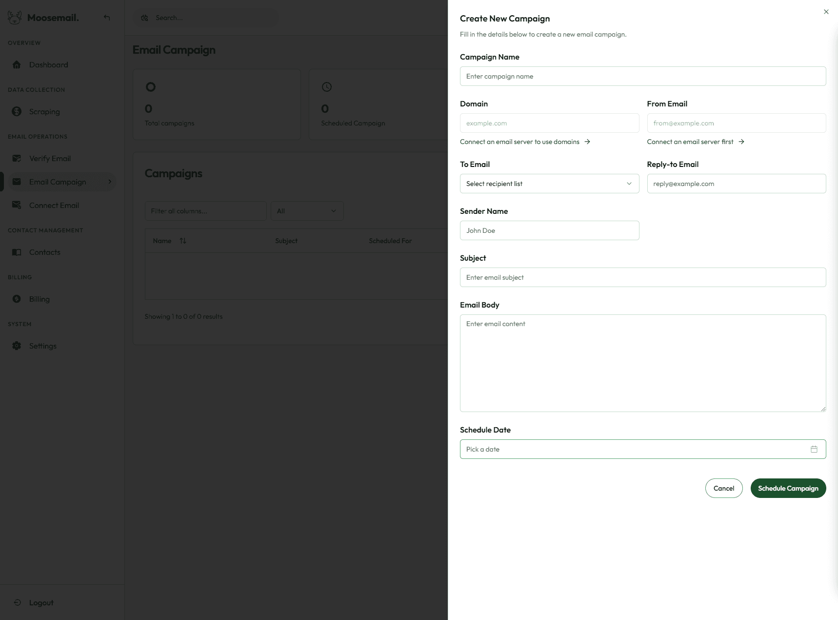 Create Email Campaign